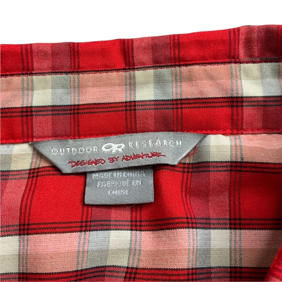 OUTDOOR RESEARCH Western Short Sleeve Plaid Casual Shirt Pearl Snaps Sz M - Picture 4 of 12